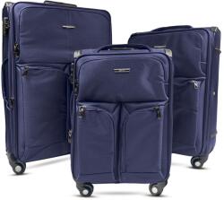 Rorik Set 3 Trolere, Rorik® Explorer, Textil, 20/24/28 inch, 42/68/106 L, Mic/S 55x35x23 cm, Mediu/M 70x40x28 cm, Mare/L 82x47x30 cm, cifru antifurt, roti 360°, maner telescopic, Albastru (5941947801792) Valiza