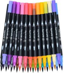 Art-n-Fly Set 25 Markere, Art-n-Fly, cu doua capete, Varf fin si Pensula, pentru caligrafie, desen, Multicolor (810069954851)