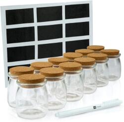 HEYNNA Set 12 borcane pentru condimente, HEYNNA, cu dop de pluta, etichete reutilizabile si marker tip creta (HEYN-000022) Solnita condimente