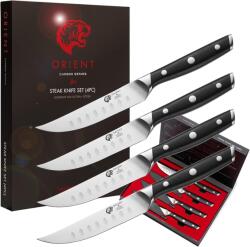Orient Set cutite pentru friptura Orient, Origin Series, 4 piese, fara zimtare, 13 cm, din otel inoxidabil german X50 Ultra +, negru (5060535841283)