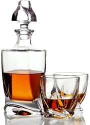 Belle Vous Set decantor whiskey Belle Vous, 800 ml, 2 pahare 300 ml, Sticla, Transparent (5060912645855) Pahar