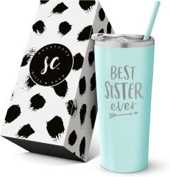 SassyCups Cana termos calatorie Best Sister Ever, SassyCups, Mint, otel inoxidabil, 625 ml (810013380897)