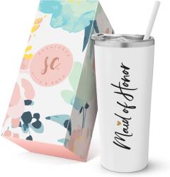 SassyCups Cana termos calatorie Maid of Honor, SassyCups, alb, otel inoxidabil, 625 ml (810013382839)
