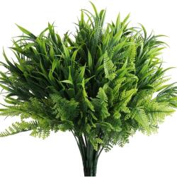 Belle Vous Set 6 plante artificiale Belle Vous, 35 × 29 cm, feriga si frunze, aspect natural, rezistente UV, material plastic, pentru decor interior/exterior, Verde (5060912643332)