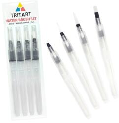 Tritart Set 4 pensule tip stilou pentru acuarele Tritart, Rezervor pentru apa, Reincarcabile, Bloc de desen A4 (4260608380416)