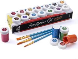 Intrend Set Vopsea acrilica, int! rend, Metalizat, 14 culori, Rezistente la apa cu 2 pensule rotunde si o pensula plata (4260654230666)
