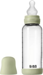BIBS - Set complet biberon din sticla anticolici cu tetina din silicon, flux mediu, 240 ml, Sage (50201250)