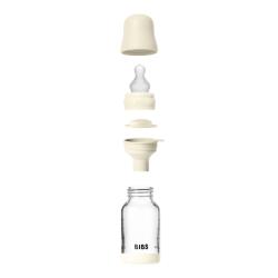 BIBS - Set complet biberon din sticla anticolici cu tetina din silicon flux lent, 120 ml, Ivory (50191216)