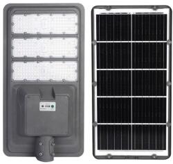 Flippy napelemes utcai lámpa, IP65, fényérzékelővel, 306 SMD LED, 3000 lm, 40 W-os panel, 300 W teljesítmény, 12-16 óra üzemidő, távirányítóval, csapszeggel rögzíthető, utcára vagy kertbe, ma