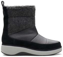 Clarks Un Vista Walk2 hótaposó - női bőr bokacsizma, bélelt téli cipő - méret 39 - fekete, természetes bőr, szőrmés belső, gumitalp, kényelmes viselet