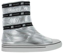 Juicy Couture Női hótaposó - Calinda Shiny téli csizma - méret 41 - Ezüst metallic, bélelt vízlepergető nylon, steppelt felsőrész, platform talp, luxus