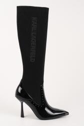 Karl Lagerfeld KL31373 fekete bőr és textil csizma, 35 EU méret