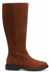 Clarks Un Elda Hi női csizma - Dark Tan Suede, velúr bőr - méret 36 - barna, kényelmes Ortholite talpbetét, meleg textil bélés, prémium téli női lábbeli