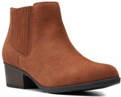 Clarks Adreena Flora női bokacsizma - 4 cm sarok, Ortholite - méret 37, 5 - barna velúrbőr, cipzáras, elegáns őszi-téli női lábbeli, kényelmes utcai cipő
