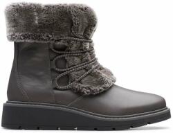 Clarks Ivery Jump női bokacsizma - bélelt téli cipő - méret 36 - szürke bőr, kényelmes platform talp, cipzáras kivitel, műszőrme bélés, prémium minőség