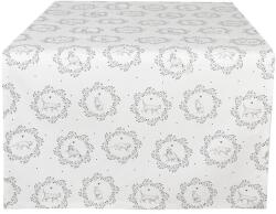 Clayre & Eef Fehér szürke pamut asztali futómű Pisicute 50x140 cm (LGC64)