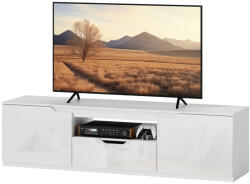 HomCom TV-szekrény, magasfényű, akár 65"-os tévékhez, 3 rekesszel, fiókkal, fehér (83B-216V90WT)