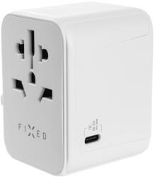 FIXED Utazóadapter EU, UK és USA/AUS számára, 1xUSB-C és 2xUSB kimenettel, GaN PD 30W, fehér (PO_FIXCT30-1C2A-WH)