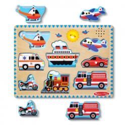 Melissa & Doug fa puzzle hangokkal közlekedési eszközök (6075218_VEHICLES)