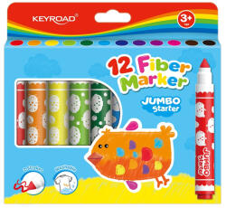 Keyroad Rostirón, filctoll készlet erős, vastag hegyű 12 db/bliszter Keyroad Jumbo Starter vegyes színek (KR971739) - web24