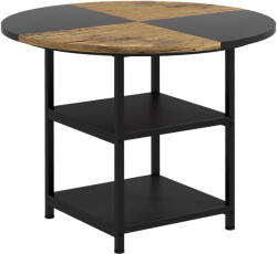 HomCom Masă Rotundă pentru 4-6 Persoane, Industriala, Rafturi Depozitare, 100cm, Negru | Aosom Romania (83A-050V80BK)