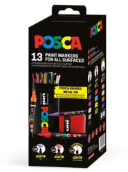 Uni Dekormarker készlet, Posca fém dobozos, UNI "Posca", 13 különböző szín