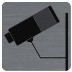 Exacompta Információs tábla, öntapadó, 7, 5x7, 5 cm, alumíniumhatású, EXACOMPTA, "Kamerával megfigyelt terület (67180E) - nyomtassingyen