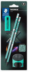 STAEDTLER Grafitceruza készlet, hegyezővel, radírral, HB, STAEDTLER "Norix® 181", zöld (181 SBK2-3) - nyomtassingyen