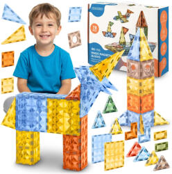 Ricokids Mágneses építőkocka készlet, Ricokids RK-766, oktató, kreatív, fejlesztő, gyerekeknek, 78 db, 3 éves kortól (TE776610)