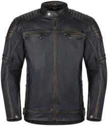  Bőr motoros kabát W-TEC Mungelli EVO, kivehető CE-védők, koptatott vintage stílus, steppelt panelek, puha kecskebőr vintage fekete-barna XL