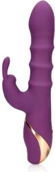 Loveline Vibrator Iepuras 3 Up-and-Down Moving Rings, 13 Moduri Vibratii, Silicon, USB, Violet, 24 cm Vibrator