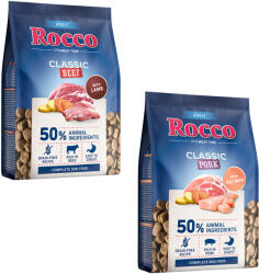Rocco 2x1kg Rocco Classic Adult száraz kutyatáp vegyes próbacsomagban (marha & bárány + sertés & lazac)