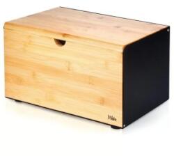 Vilde Cutie pentru Paine Bambus-Metal, Neagra, cu Capac Dublu, Vilde, 35.5 x 22 x 20.5 cm (MRK-259620)