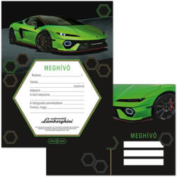 Ars Una Ars Una: Zöld Lamborghini mintás 10db-os meghívó szett borítékkal (50225224) - jatekshop