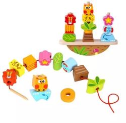 Tooky Toy Tooky Toy: Állatos egyensúlyozó toronyépítő- és fűzős játék (TY278A)