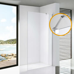 STUXI Milano Easy Walk-in zuhanyfal, 100x200 cm, 8 mm vastag vízlepergető biztonsági üveggel, 200 cm magas, helytakarékos stabilizátorral (TL-6615-100-TL-6615C-2-TL-6615C-5)