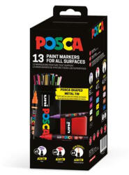 uni Dekormarker készlet, Posca fém dobozos, UNI "Posca", 13 különböző szín - mystock