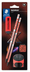 STAEDTLER Grafitceruza készlet, hegyezővel, radírral, HB, STAEDTLER "Norix® 181", piros (181 SBK2-2) - mystock