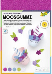  Moosgumi, öntapadó, csillámos, 20x29 cm, 5 lap, FOLIA "Magic", 5 különböző szín (231909) - mystock