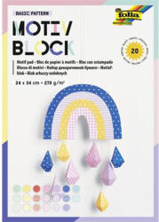  Dekorkarton, 2 oldalas, 24x34 cm, 270 g, 20 lap, FOLIA "Basic Rainbow", 20 különböző minta (48249) - mystock