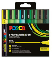 uni Dekormarker készlet, 1, 8-2, 5 mm, UNI "Posca PC-5M", 8 különböző zöld szín (302422441) - mystock