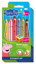 STAEDTLER Színes ceruza készlet, hatszögletű, jumbo, STAEDTLER „Noris® junior 140", Peppa malac, 6 szín (140 C6 L1) - mystock