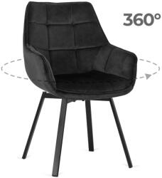 Mebel Elite Forgó szék fekete színben, bársony kárpittal, LUNA (ME-LUNA-CZ-V-K)
