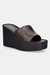 Calvin Klein női bőr éksarkú papucs WEDGE 70 SNDL MULE LTH - barna Női 39