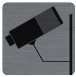 Exacompta Információs tábla, öntapadó, 7, 5x7, 5 cm, alumíniumhatású, EXACOMPTA, "Kamerával megfigyelt terület (67180E) - tonerpiac