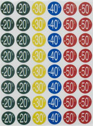 APLI Etikett, árengedmény, 24 mm, kör, színes, APLI, 240 etikett/csomag, -20-50% (101232) - tonerpiac