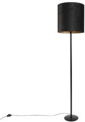 QAZQA Fekete állólámpa fekete bársony búrával, arannyal 40 cm - Simplo (98098)