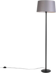 QAZQA Fekete állólámpa lenvászon búrával sötétszürke 45 cm - Simplo (98577)