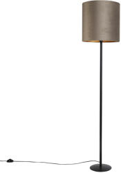 QAZQA Állólámpa fekete, taupe és arany bársony árnyékolóval 40 cm - Simplo (98573)