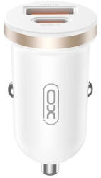 XO CC56 autós töltő PD 30W QC 1x USB 1x USB-C fehér (CC56)